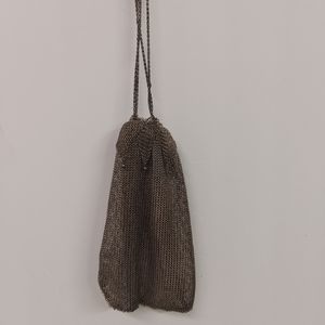 Vintage German Silver Mesh Evening Wristlet Purse  draw chain
